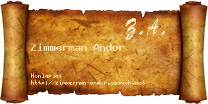 Zimmerman Andor névjegykártya